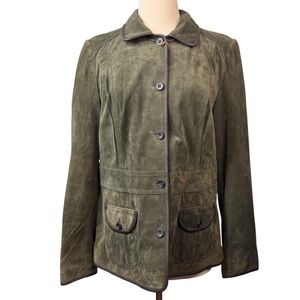 Seattle Suede Eddie Bauer Olive Green Washable Suede Jacket NWT L